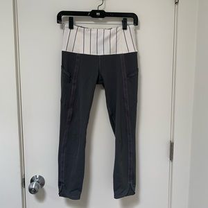 Lululemon Gray Leggings with white band